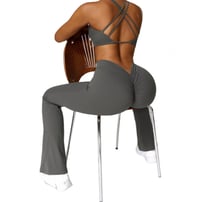 Image 1 of V Back Scrunch Flare Leggings - Grey 