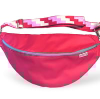 Image 1 of Large red waterproof bumbag with grey zip