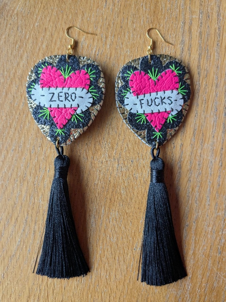 Image of Zero Fucks Mexican Heart Earrings