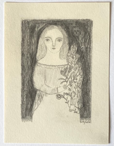 Image of in a night garden - smaller pencil drawing