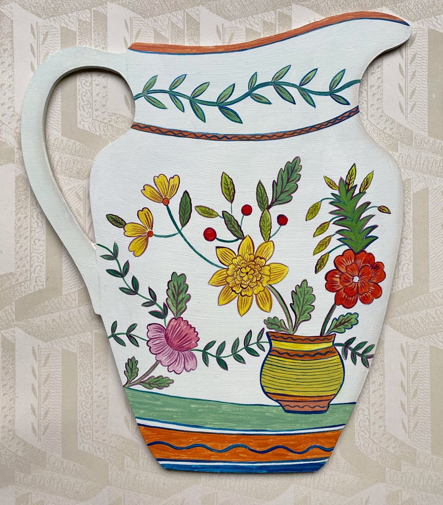 Image of Floral wooden jug cutout B