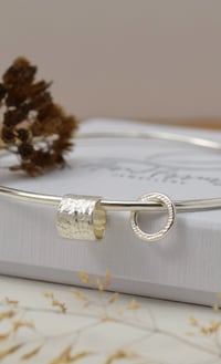 Image 3 of Silver bangle with two textured rings 