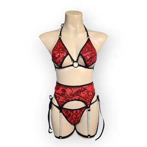 Image of Crimson Red Sequin Full Outfit