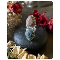 Image 2 of The Irkala Ring - Old Stock US Tuquoise Mexican Cantera Opal and Sterling Silver 