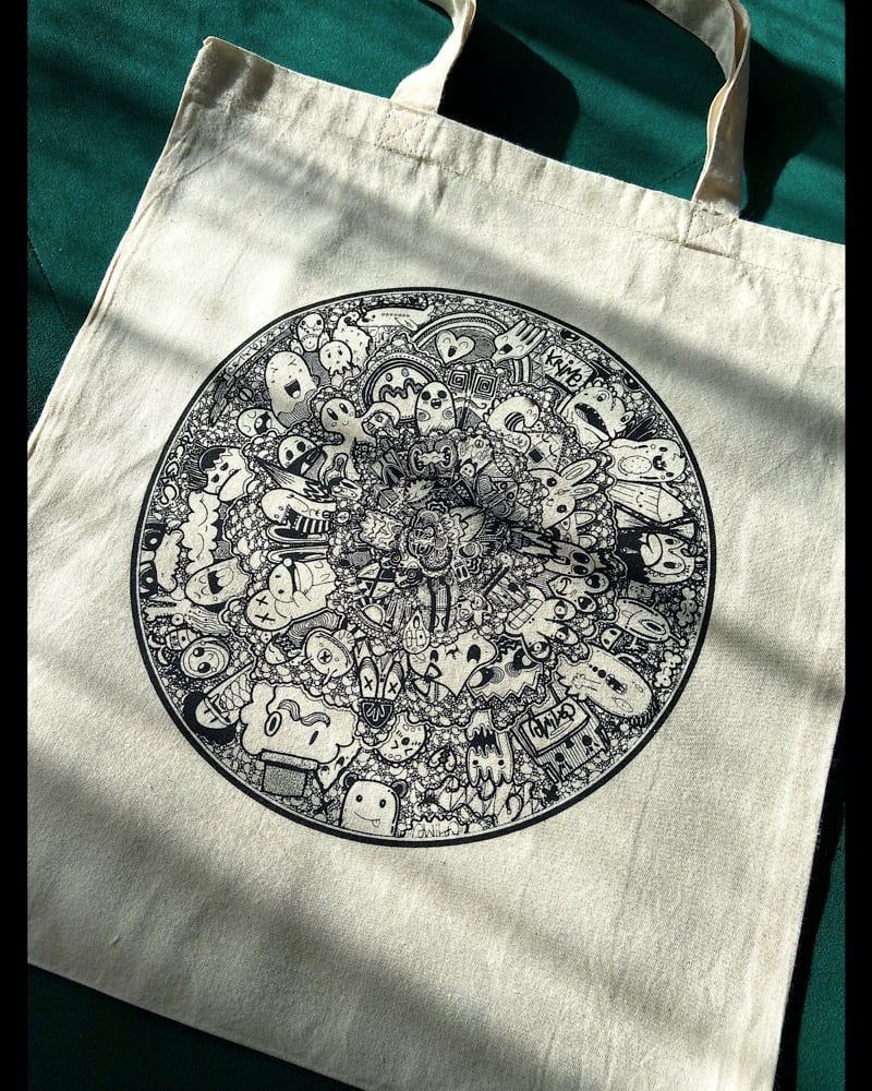 Image of Tote bag Sérigraphié - Doodle World