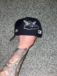 Image 2 of YOURS TRULY NAVY PINK BRIM YANKEES CUSTOM FITTED 