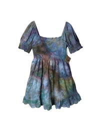 Image 4 of ♻️ UPCYCLED S American Eagle Peasant Mini Dress in Earthy Ice Dye
