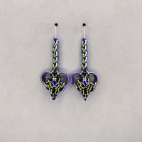 Image 3 of Colorful Chainmaille Heart Earrings