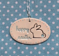 Image 7 of Pastel Polka Dot Happy Easter Bunny Oval Tile
