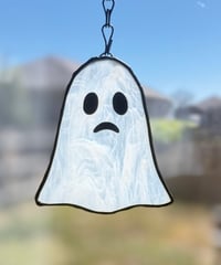 Image 1 of Sad Ghost Stained Glass Suncatcher