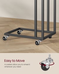 Image 4 of End Table-C Shaped TV Tray with Metal Frame Rolling Casters for Coffee Laptop Mobile Tablet, Indust