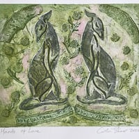 Image 4 of Hounds of Love - Original Collagraph Print 