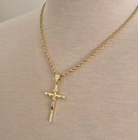 Image 1 of 14k EP Cross Pendant With Rope Chain 
