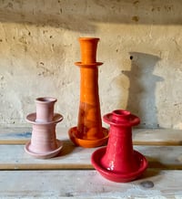 Image 2 of Small Wheel Thrown Candle Stick - Red
