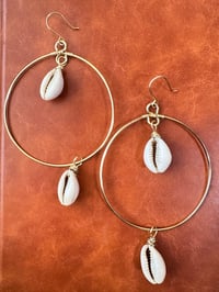 Extra Large Cowry Shell Hoops