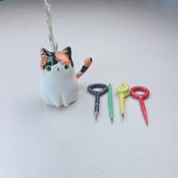 Image 1 of Calico Cat With Teletubbies Antenna Ceramic Figurine