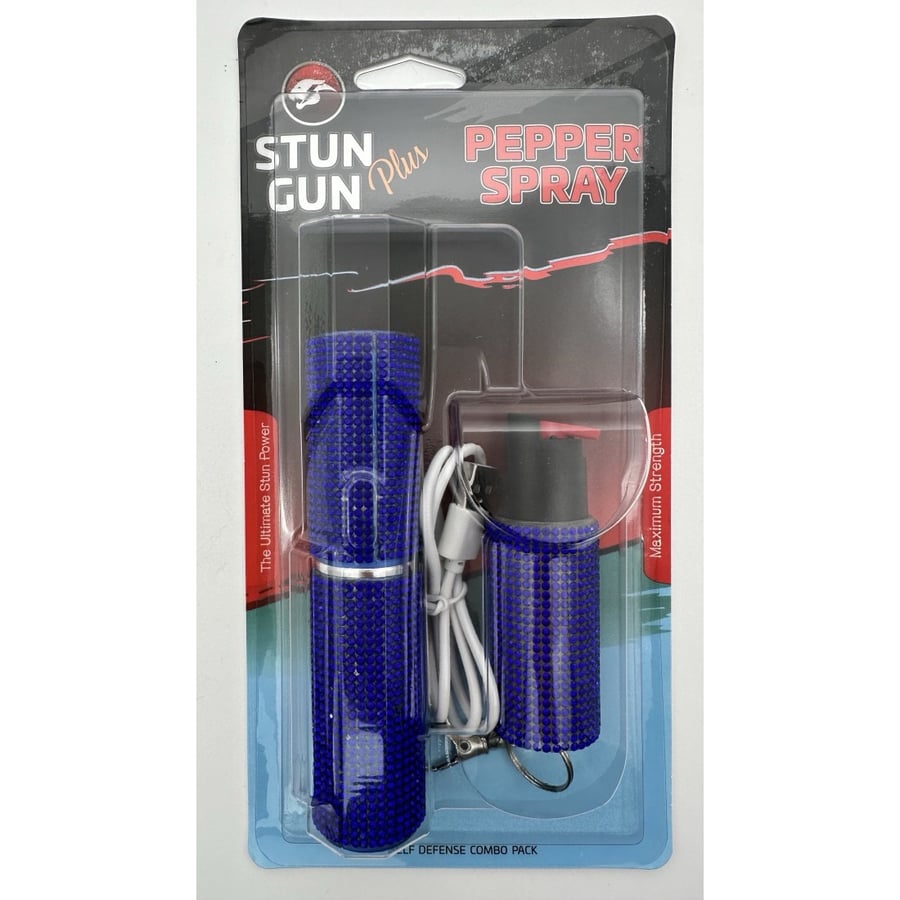 Image of Blue Rhinestones Lipstick & Pepper Spray Combo