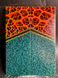 Image 3 of @Kaoticartworks 3-D Resin & Grip-tec GLOW Segmented Knife Scales