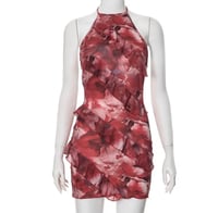 Image 2 of Floral Printing Ruffles Mini Dress Women 