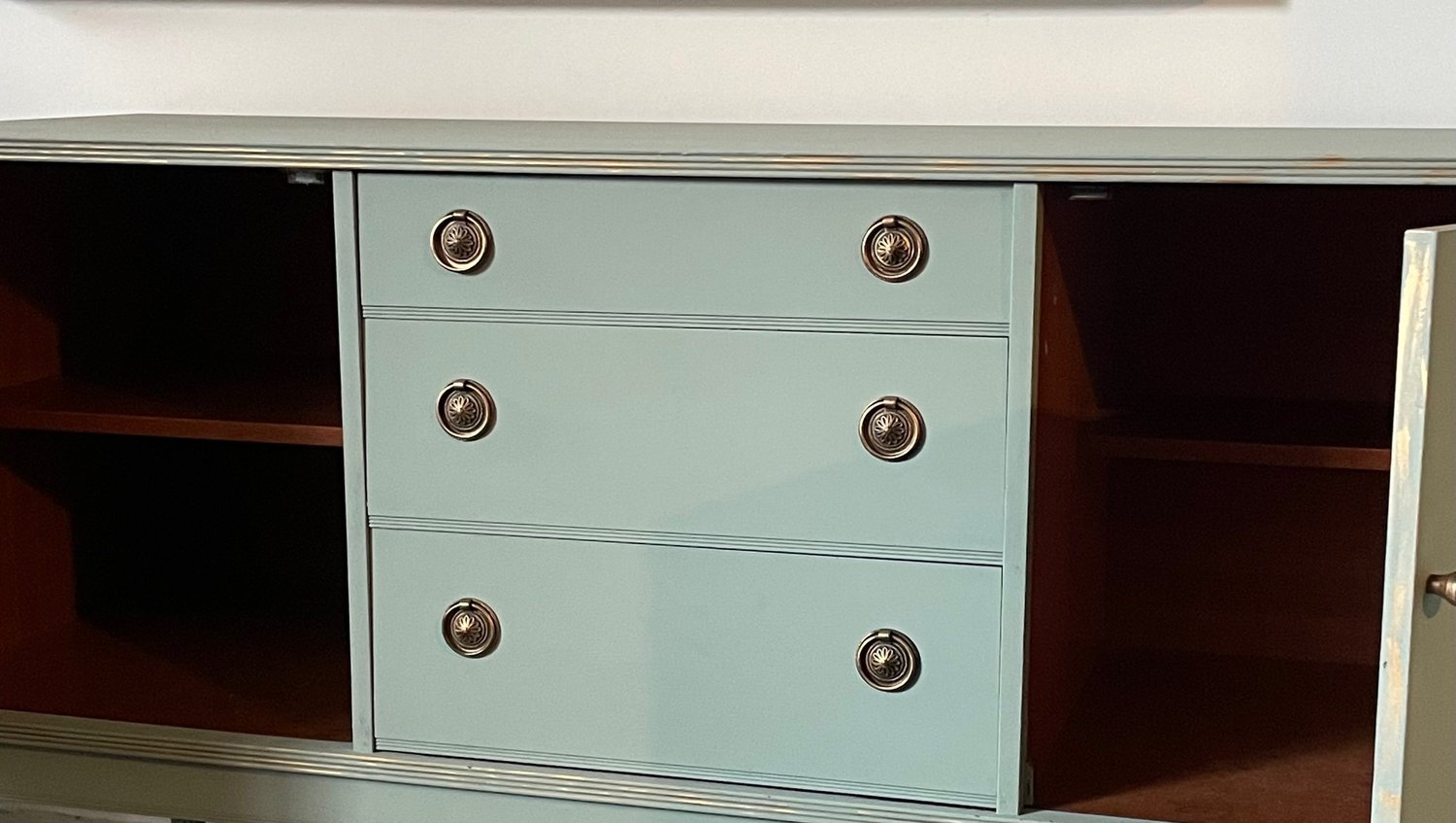 Image of Duck egg blue sideboard with Glass top