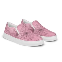 Image 1 of Pink & Black Spiderwebs Goth/Punk/Kawaii/Pastel Women’s Slip-On Canvas Shoes