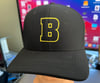 Black Nike Berthold City Bold Gold B Outline Fitted Classic 99 Hat
