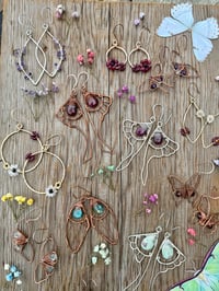 Image 8 of Copper Luna Wing Earrings with Ruby