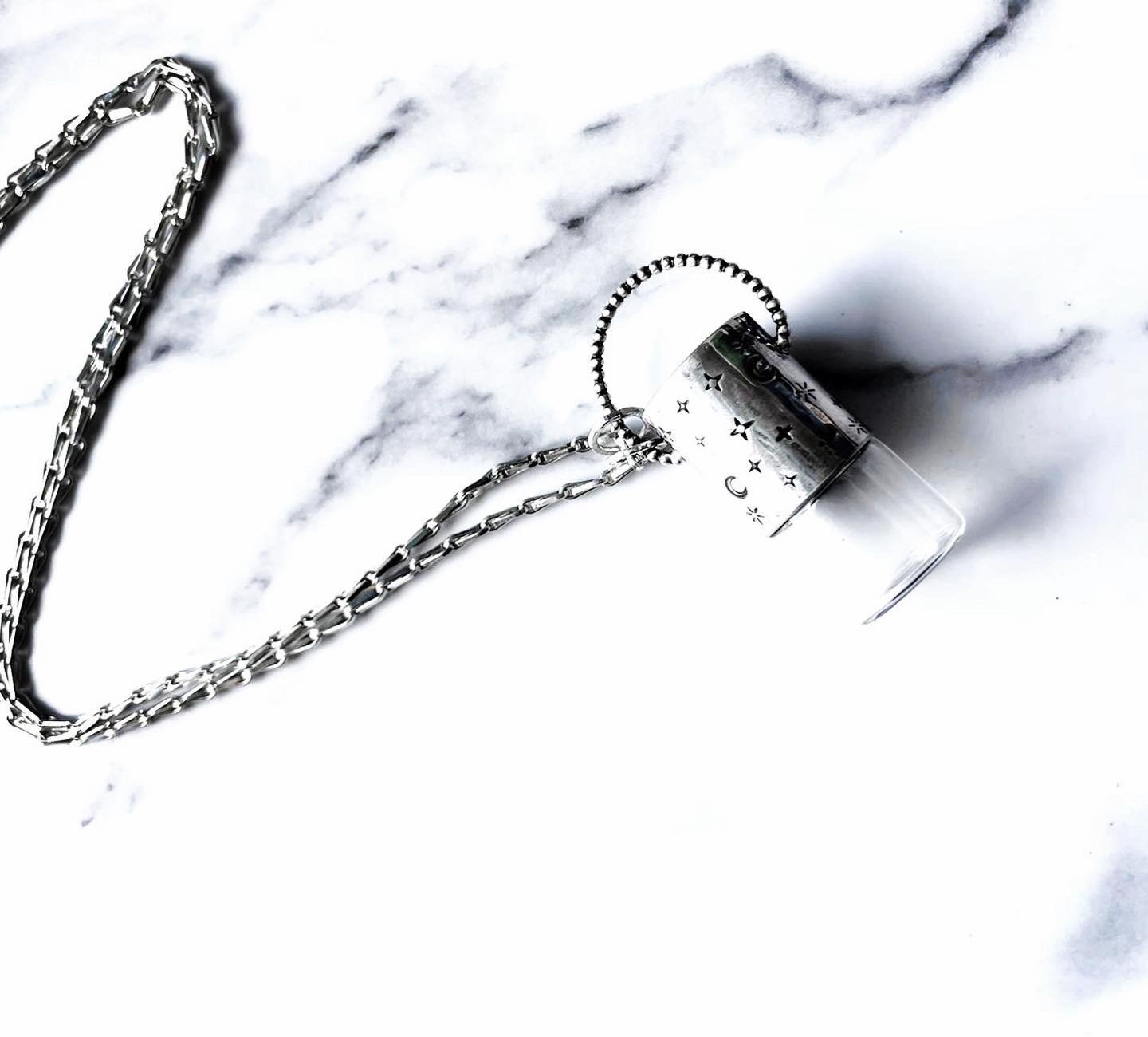 Image of Handmade Sterling Silver Celestial Rollerball Pendant Necklace 925