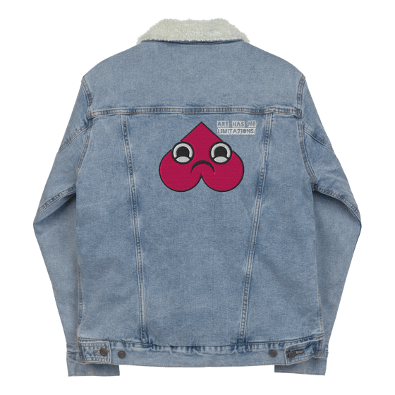 Image of Unisex denim sherpa jacket vengeful heart