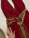 70s tompe-l'œil beaded silk plunge dress