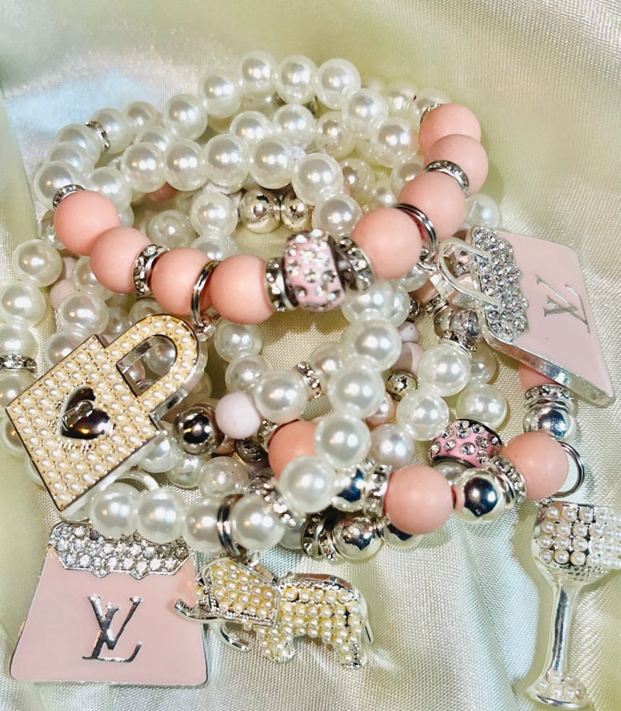 Image of Pink & White stacked bracelets