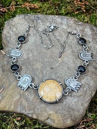 Image 1 of Fossilized Coral, Onyx, and Ghost Collar Necklace