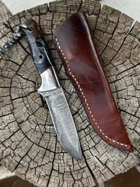 Image 1 of Damascus knife with olive wood handle