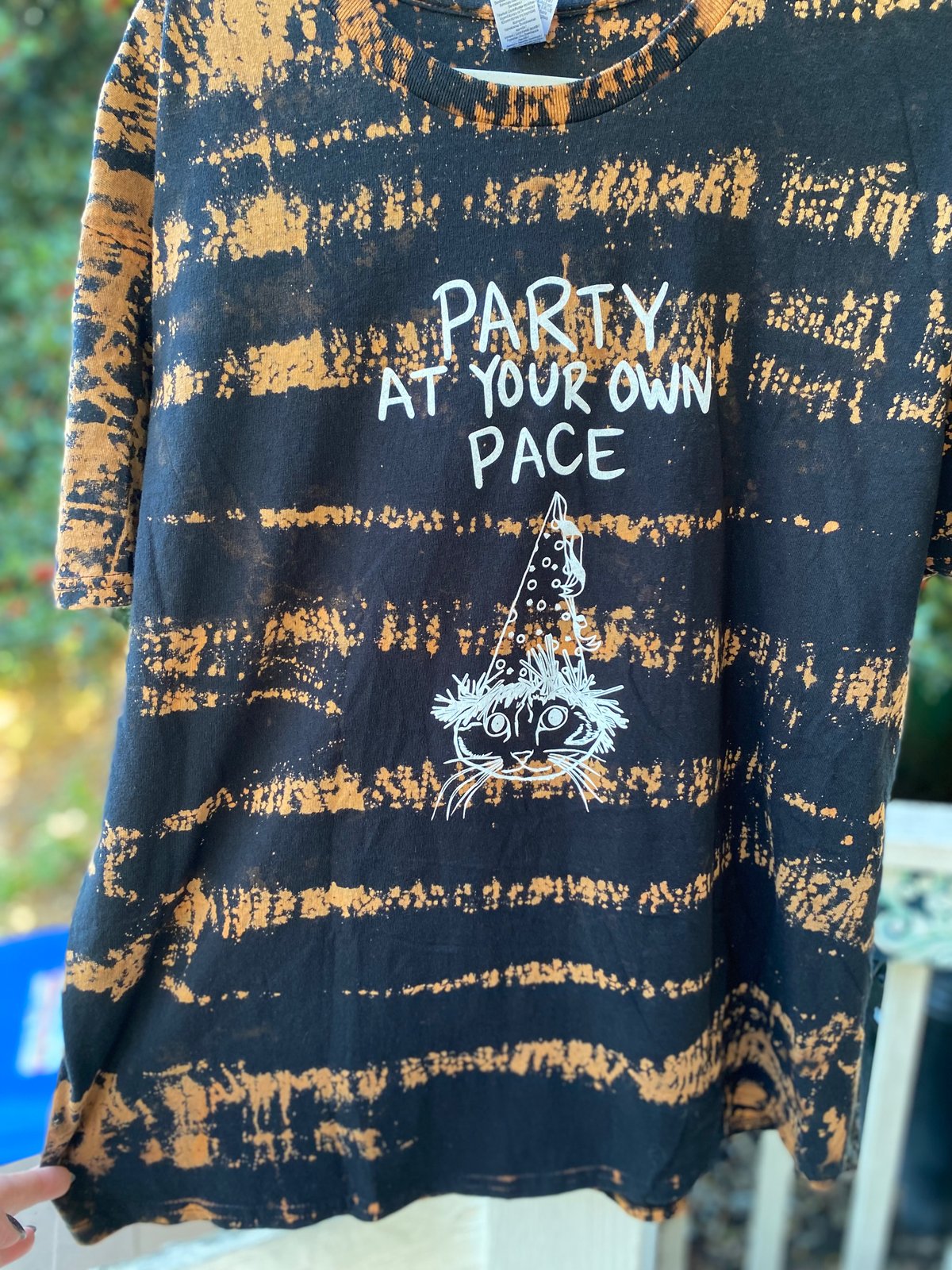 Image of XL Party At Your Own Pace Bleach Dye Shirt 1