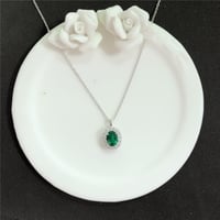 Image 5 of Oringal White Gold Au585 Pendant Popular Oval Shape 1.5CT Emerald Diamond Engagement Pendant Necklac