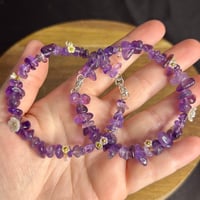 Image 1 of Amethyst Chip Floral Bracelet ($10)