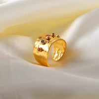 Image 2 of LORENA Cubic Zirconia Gemstone 18ct Gold Statement Ring 