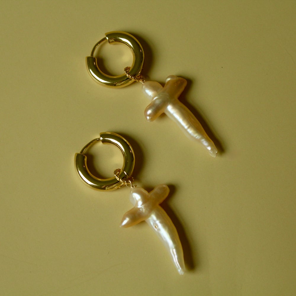 Image of Hoop cross earrings 