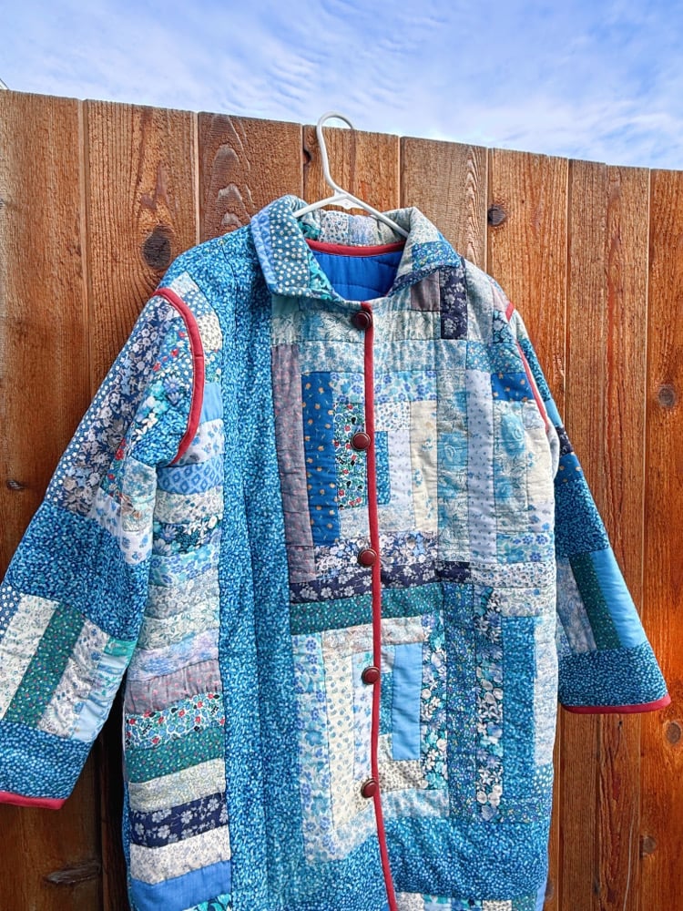 Image of Quilt Coat — Blue Log Cabin