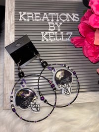 Image 1 of Large Hoop Ravens Earrings 3