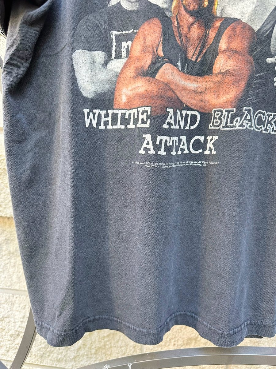 Image of RARE 1998 VINTAGE WWF “NWO - WHITE AND BLACK ATTACK” WRESTLING TEE, SIZE: XL