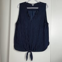 Image 2 of NAUTICA sleeveless stripe front tie blouse top