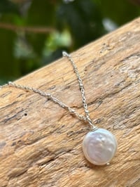Image 1 of classic coin pearl necklace in sterling silver 