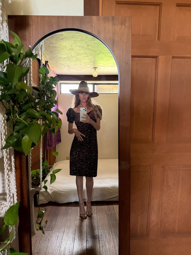 vintage Betsey Johnson New York floral corduroy milkmaid dress