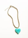 TURQUOISE HEART AND GOLD BEAD NECKLACE 