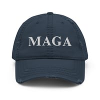 Image 1 of MAGA Make America Great Again - Distressed Dad Hat from PatriotsCo.com