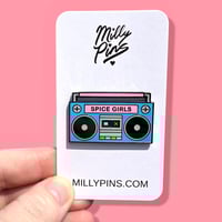 90s Spice Girls Boombox Enamel Pin – Girl Power Fan Gift for Nostalgic Music Lovers