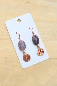 Image 3 of Copper + Swirly Beaded Earrings