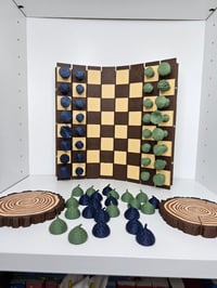 Image 1 of Forest-Inspired Chess Set | Roll-Up Log Design