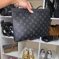 Black & Gray Monogram Clutch